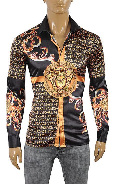 versace shirt heren blauw|Men's Designer Dress Shirts .